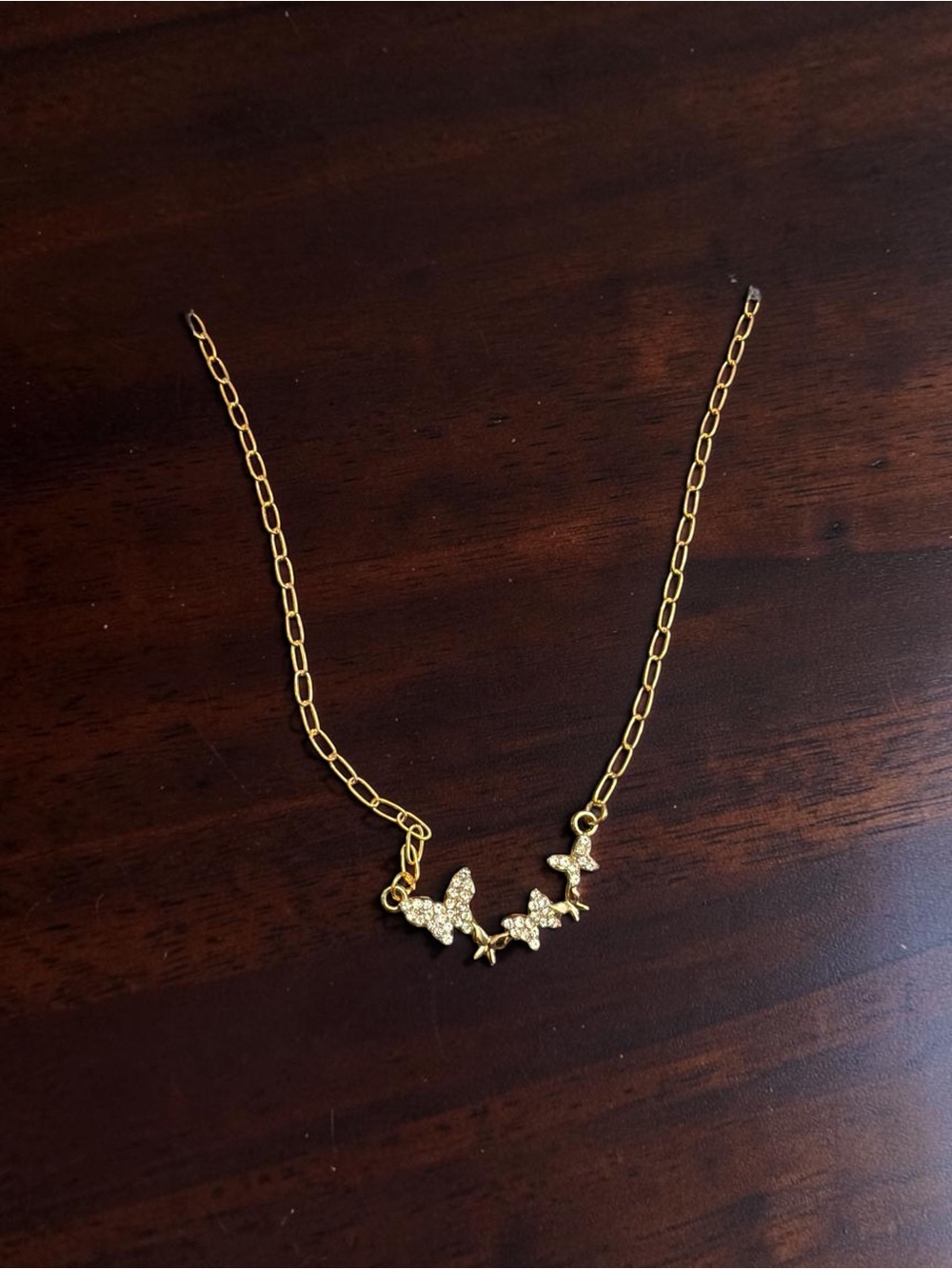 Gold Butterfly Crystal Pendant Necklace - Women Jewelry